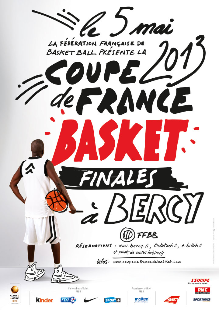 Affiche de la coupe de France de basketball de 2013 dessiné au marker noir